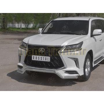 Защита переднего бампера d57 волна РусСталь для Lexus LX450d-lx570 (TRD Superior) 2015-
