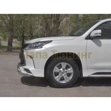 Защита переднего бампера d63 секция 75х42 дуга РусСталь для Lexus LX450d-lx570 (trd superior