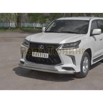 Защита переднего бампера d63 секция 75х42 дуга РусСталь для Lexus LX450d-lx570 (trd superior