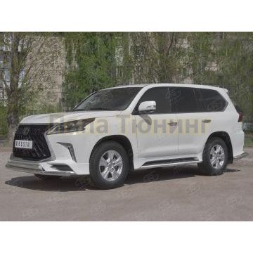 Защита переднего бампера d63 секция 75х42 дуга РусСталь для Lexus LX450d-lx570 (trd superior