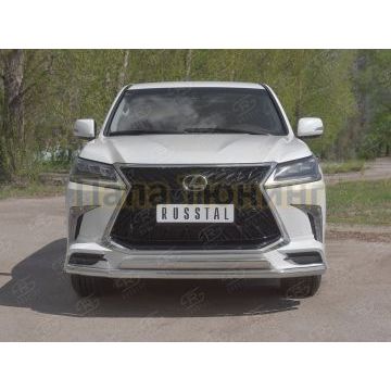 Защита переднего бампера d63 секция 75х42 дуга РусСталь для Lexus LX450d-lx570 (trd superior