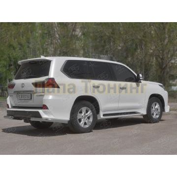 Защита заднего бампера уголки d76 секции РусСталь для Lexus LX450d-lx570 (TRD Superior) 2015-