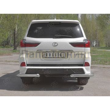 Защита заднего бампера уголки d76 секции РусСталь для Lexus LX450d-lx570 (TRD Superior) 2015-