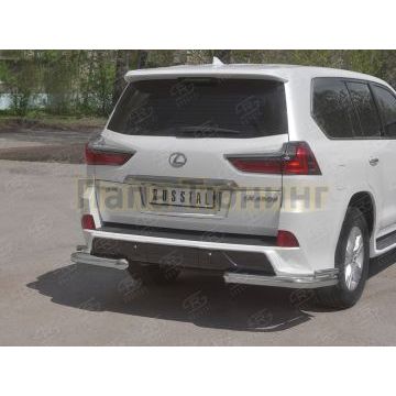 Защита заднего бампера уголки d76секции-d42секции РусСталь для Lexus LX450d-lx570 (trd superior