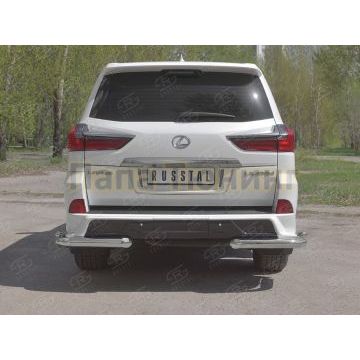 Защита заднего бампера уголки d76секции-d42секции РусСталь для Lexus LX450d-lx570 (trd superior