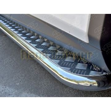 Пороги труба d42 С листом (Лист алюм, проф.сталь)(Вариант2) РусСталь для Lexus RX 350L (not f-sport) 2018-