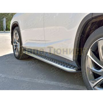 Пороги труба d42 С листом (Лист алюм, проф.сталь)(Вариант2) РусСталь для Lexus RX 350L (not f-sport) 2018-
