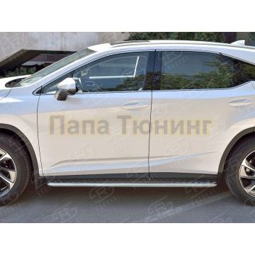 Пороги труба d42 С листом (Лист алюм, проф.сталь)(Вариант2) РусСталь для Lexus RX 350L (not f-sport) 2018-