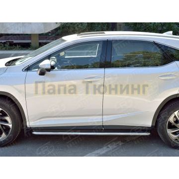 Пороги труба d42 С листом (Лист нерж, проф. нерж)(Вариант3) РусСталь для Lexus RX 350L (not f-sport) 2018-