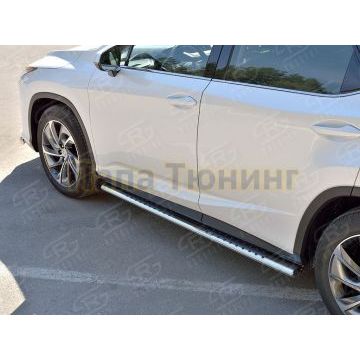 Пороги труба 120х60 овал с проступью РусСталь для Lexus RX 350L (not f-sport) 2018-