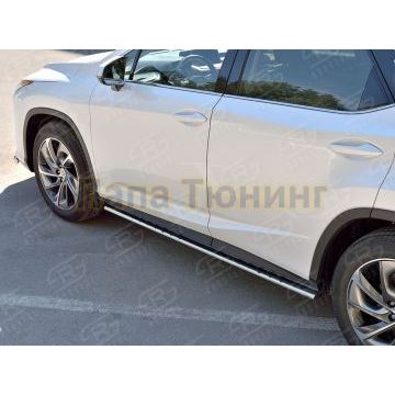 Пороги труба 75х42 овал с проступью РусСталь для Lexus RX 350L (not f-sport) 2018-