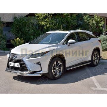 Защита переднего бампера d57 секция-d42 дуга РусСталь для Lexus RX 350L (not f-sport) 2018-