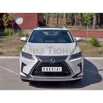 Защита переднего бампера d57 секция-d42 дуга РусСталь для Lexus RX 350L (not f-sport) 2018-