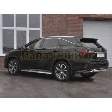Защита заднего бампера d75х42 дуга РусСталь для Lexus RX 350L (not f-sport) 2018-