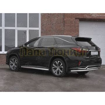 Защита заднего бампера d57 секции-d42 дуга РусСталь для Lexus RX 350L (not f-sport) 2018-