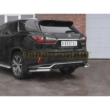 Защита заднего бампера уголки d57 секции РусСталь для Lexus RX 350L (not f-sport) 2018-