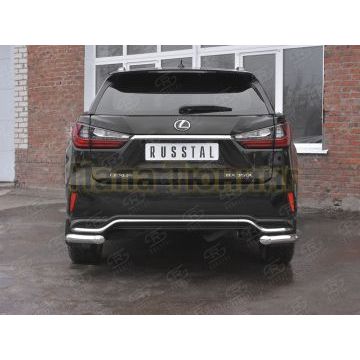 Защита заднего бампера уголки d57 секции РусСталь для Lexus RX 350L (not f-sport) 2018-
