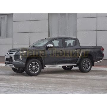 Защита переднего бампера d75х42 дуга РусСталь для Mitsubishi L200 2019-
