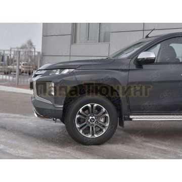 Защита переднего бампера d75х42 дуга РусСталь для Mitsubishi L200 2019-