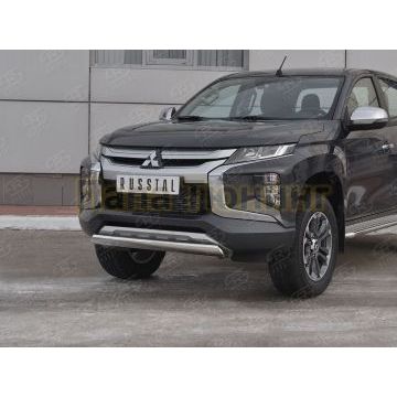 Защита переднего бампера d75х42 дуга РусСталь для Mitsubishi L200 2019-