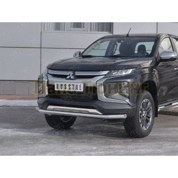 Защита переднего бампера d57 секции РусСталь для Mitsubishi L200 2019-