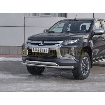 Защита переднего бампера d63 секции-d75х42 дуга РусСталь для Mitsubishi L200 2019-