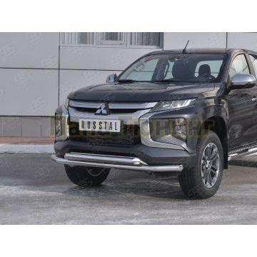 Защита переднего бампера d57 секции-d57 дуга РусСталь для Mitsubishi L200 2019-