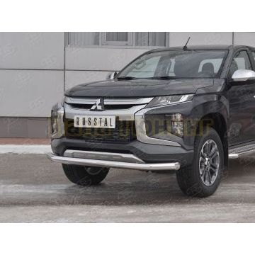Защита переднего бампера d76 секции РусСталь для Mitsubishi L200 2019-