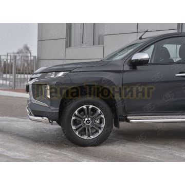 Защита переднего бампера d76 секции-d42 дуга РусСталь для Mitsubishi L200 2019-
