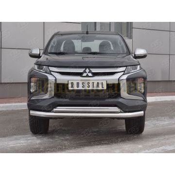 Защита переднего бампера d76 секции-d42 дуга РусСталь для Mitsubishi L200 2019-