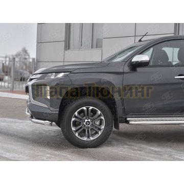 Защита переднего бампера d57 дуга-d57 уголки+клыки РусСталь для Mitsubishi L200 2019-