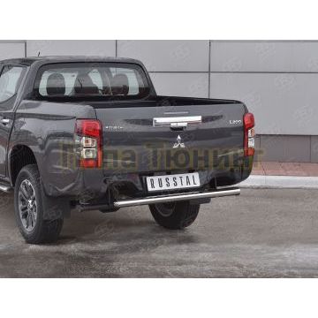 Защита заднего бампера d120х60 с проступью РусСталь для Mitsubishi L200 2019-