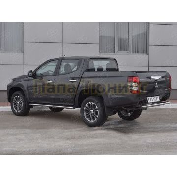 Защита заднего бампера d120х60 с проступью РусСталь для Mitsubishi L200 2019-