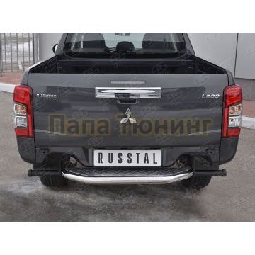 Защита заднего бампера d57 с листом(Лист алюм,проф.сталь)(вариант2) РусСталь для Mitsubishi L200 2019-