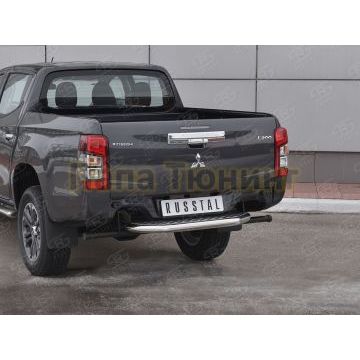 Защита заднего бампера d57 с листом(Лист алюм,проф.сталь)(вариант2) РусСталь для Mitsubishi L200 2019-