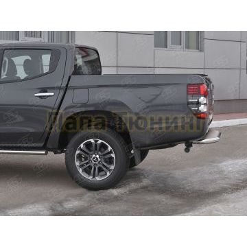 Защита заднего бампера d63 с листом(Лист нерж,проф.нерж)(вариант 3) РусСталь для Mitsubishi L200 2019-