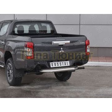 Защита заднего бампера d63 с листом(Лист нерж,проф.нерж)(вариант 3) РусСталь для Mitsubishi L200 2019-