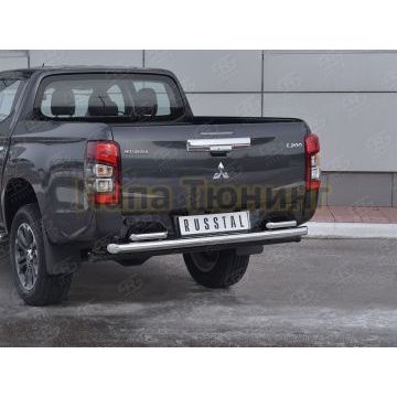 Защита заднего бампера d57 секции d42x2 уголки РусСталь для Mitsubishi L200 2019-