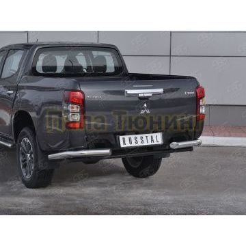 Защита заднего бампера уголки d76 секции РусСталь для Mitsubishi L200 2019-