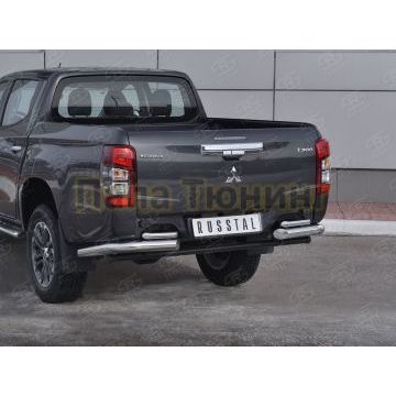 Защита заднего бампера уголки d76 секции-d42 секции РусСталь для Mitsubishi L200 2019-