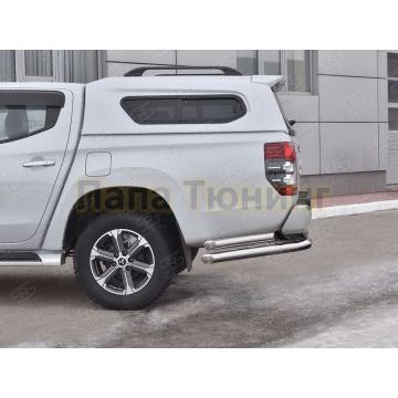 Защита заднего бампера уголки d76 секции-d76 секции (с бампером) РусСталь для Mitsubishi L200 2019-