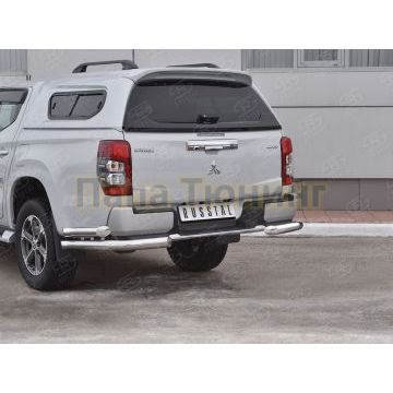 Защита заднего бампера уголки d76 секции-d76 секции (с бампером) РусСталь для Mitsubishi L200 2019-