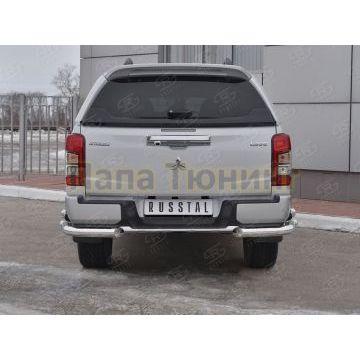 Защита заднего бампера уголки d76 секции-d76 секции (с бампером) РусСталь для Mitsubishi L200 2019-