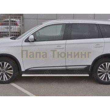 Пороги труба 120х60 овал с проступью РусСталь для Mitsubishi Outlander 2018-