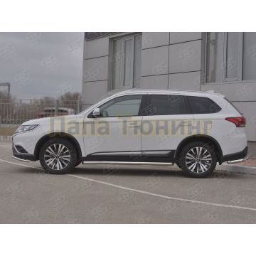 Пороги труба d57 (вариант 1) РусСталь для Mitsubishi Outlander 2018-