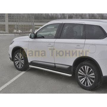 Пороги труба d57 (вариант 3) РусСталь для Mitsubishi Outlander 2018-