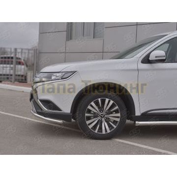 Защита переднего бампера d42 (секции) РусСталь для Mitsubishi Outlander 2018-