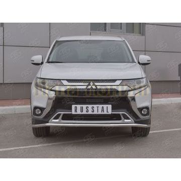 Защита переднего бампера d42 (секции) РусСталь для Mitsubishi Outlander 2018-