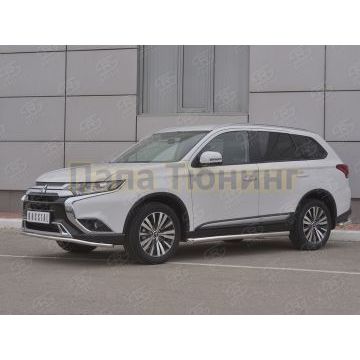 Защита переднего бампера d42 (секции) РусСталь для Mitsubishi Outlander 2018-