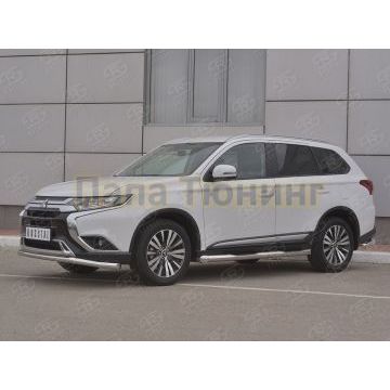 Защита переднего бампера d57 (секции) РусСталь для Mitsubishi Outlander 2018-